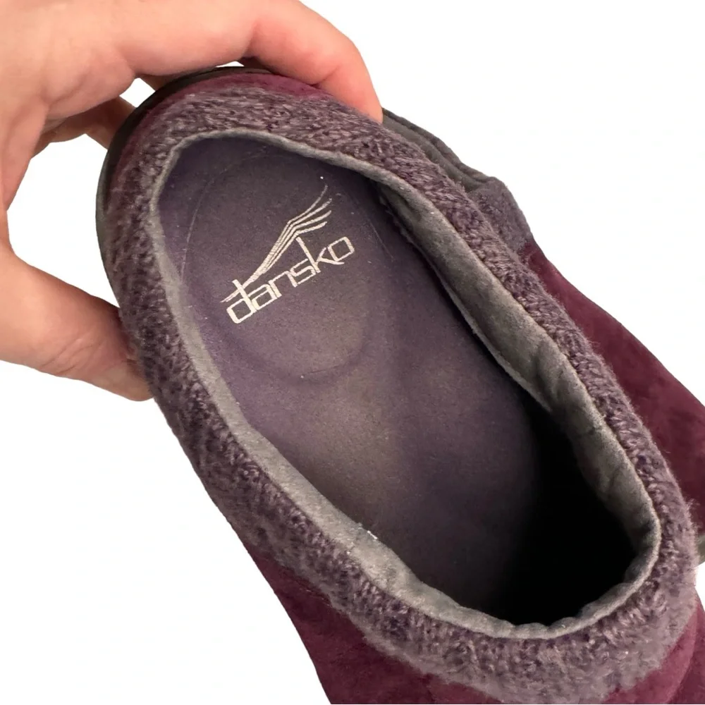 DANSKO BURGUNDY EMILY SUEDE CLOGS MULE SZ 38/8 - Picture 3 of 12
